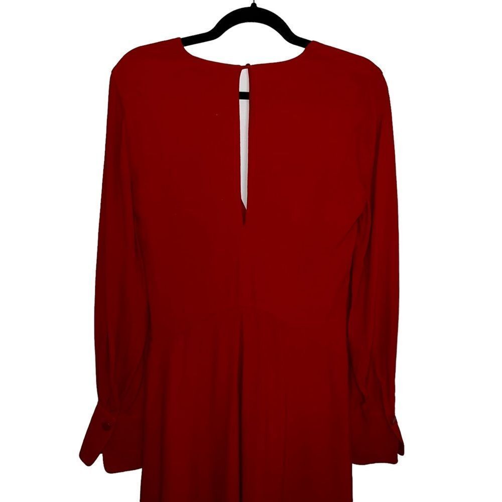 Equipment Femme Short Faun Red Twist Knot V Neck Midi Dress NWT Size 6 - Picture 9 of 15